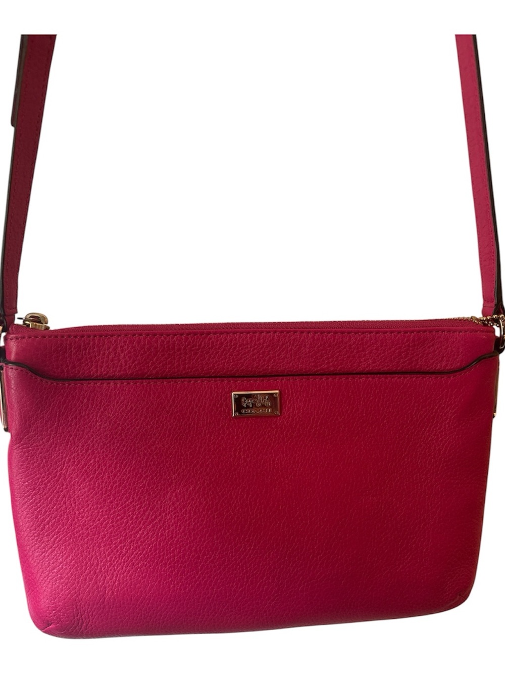 Coach Pebble Leather Crossbody - Fuchsia Pink with Gold Hardware
